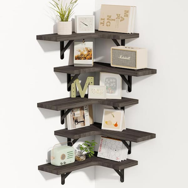 Teamson Kids 16.1 in. W x 5.5 in. D Decorative Wall Shelf, Gray Wall ...