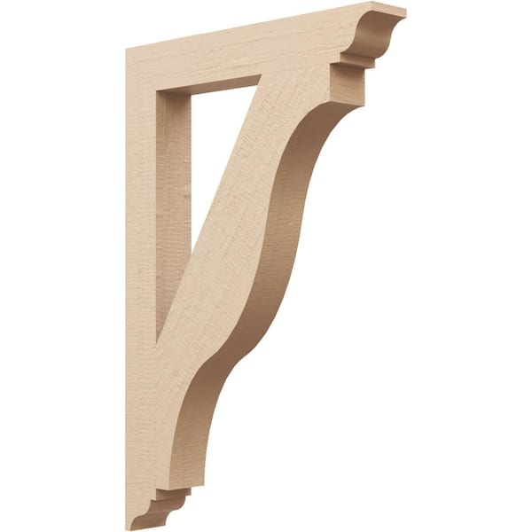 Ekena Millwork 3.5 in. x 36 in. x 24 in. Funston Traditional Rough Cedar Woodgrain Timberthane Polyurethane Bracket, Primed Tan