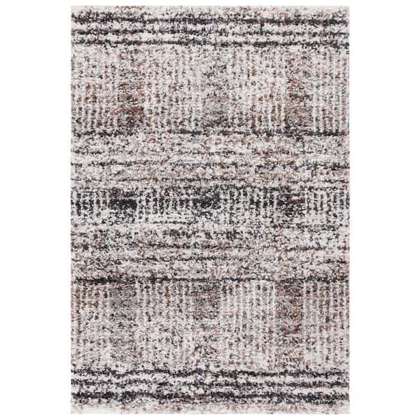 Jericho Shag 3 ft. x 5 ft. Black/Rust Abstract Striped Area Rug