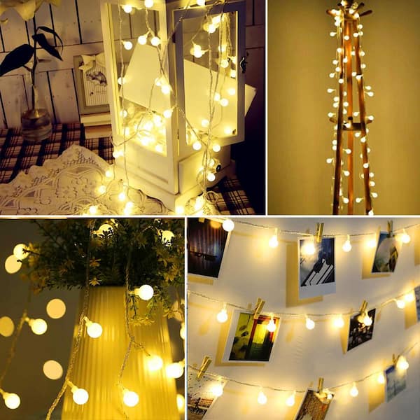 40-Light 16.4 ft. Outdoor Battery Powered Globe Integrated LED Decorative  Fairy String Light in Warm White
