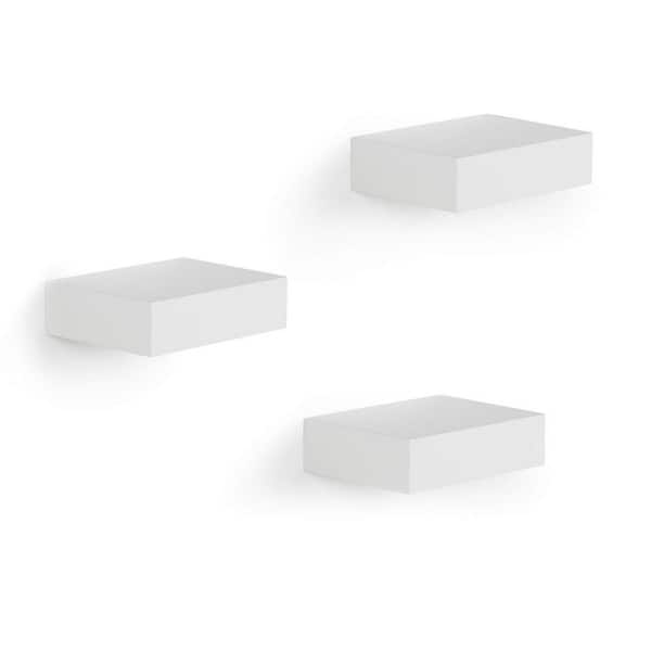 Cubilan 3 in. x 4 in. x 1 in. White Wood Decorative Wall Shelves Floating Shelves
