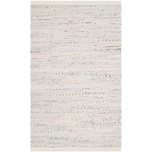SAFAVIEH Rag Rug Ivory/Multi 4 ft. x 6 ft. Gradient Striped Area Rug