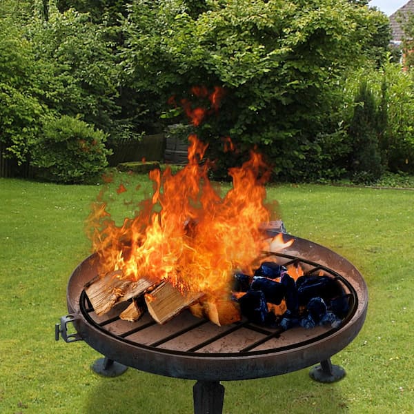 24" VEVOR Firewood Grate Round Black Steel Outdoor Fire Pit Accessory 