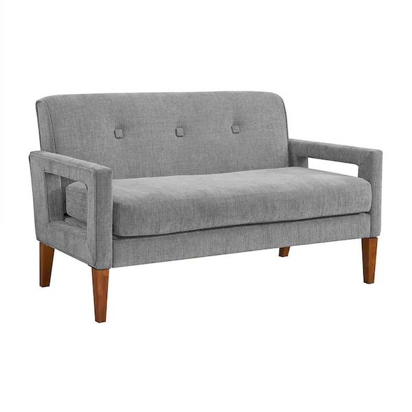 Lapis 55 in W Gray Chenille Upholstery 2-Seater Loveseat