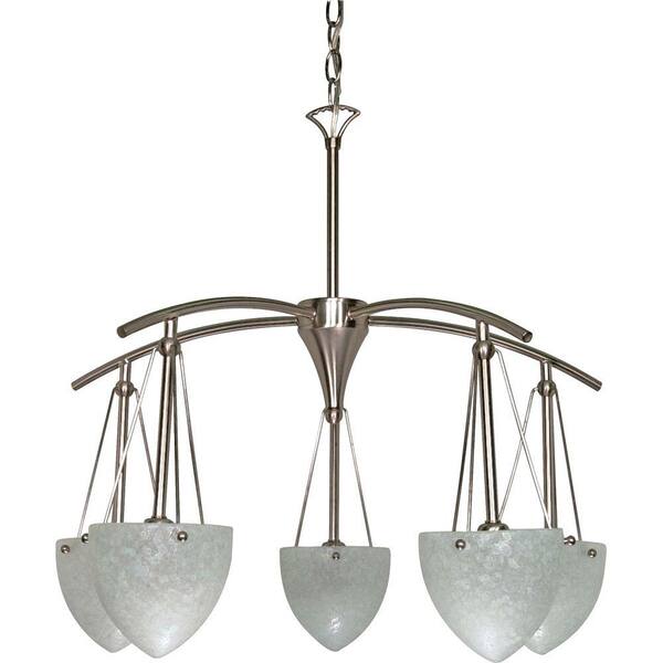Glomar 5-Light Brushed Nickel Chandelier with Water Spot Glass Shade