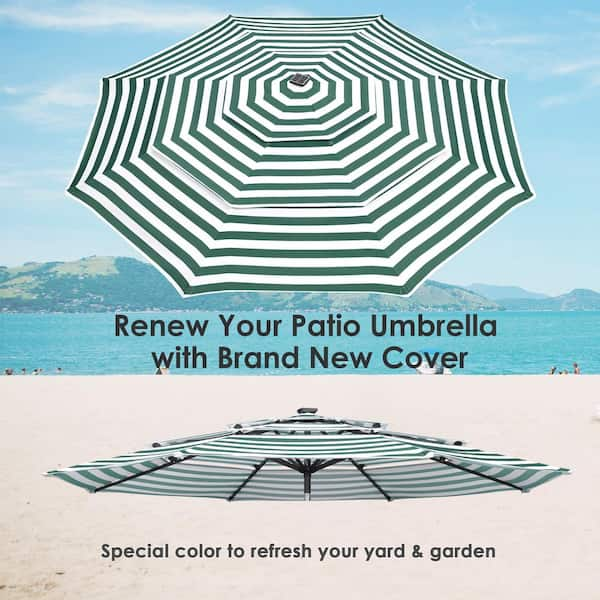 Sudzendf 10 ft. Tiers Umbrella Cover Replacement in Green Stripe TOUTD710 -  The Home Depot