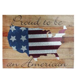 15.75 in. X 12 in. Stars And Stripes "Proud To Be An American" Wooden Usa Map Decorative Wall Art