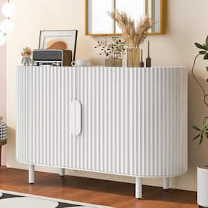White MDF 47.8 in. Stylish Curved Design Light Luxury Sideboard with Adjustable Shelves