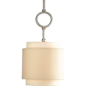 Ashbury Collection 1-Light Brushed Nickel Mini Pendant with Toasted Linen Shade