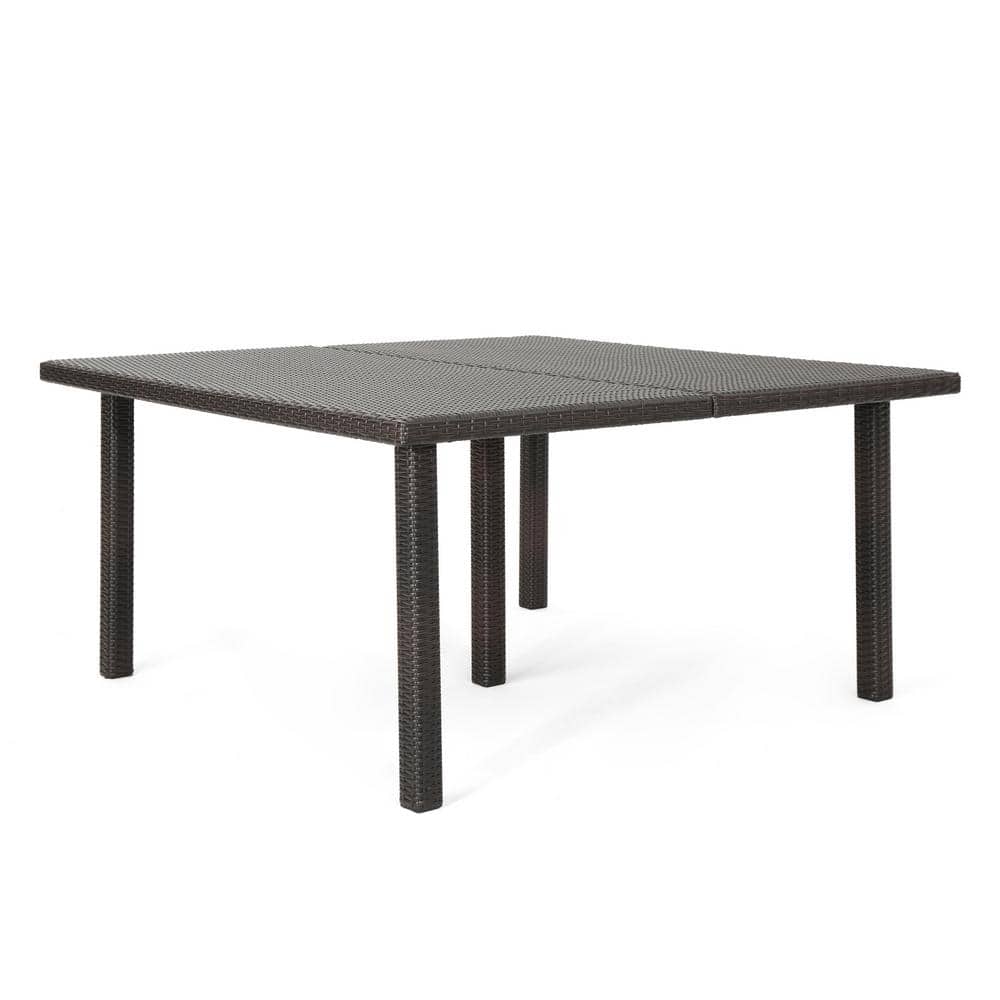 64 in. Square Wicker Outdoor Dining Table, Patio Table for Porch Balcony La
