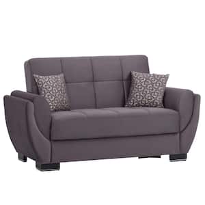 Basics Air Collection Convertible 63 in. Grey Microfiber 2-Seater Loveseat with Storage