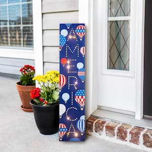 30 in. LED Wood Americana Porch Leaner