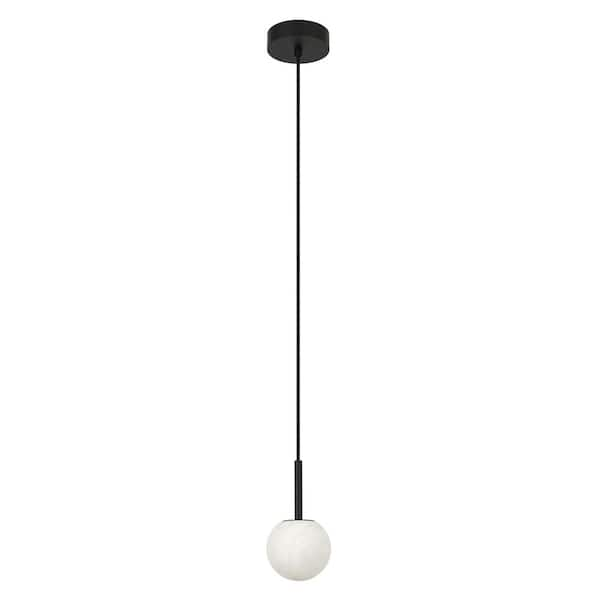 Beacon Lighting Lucent 1 Light 4-inch Pendant Light in Black/Alabaster