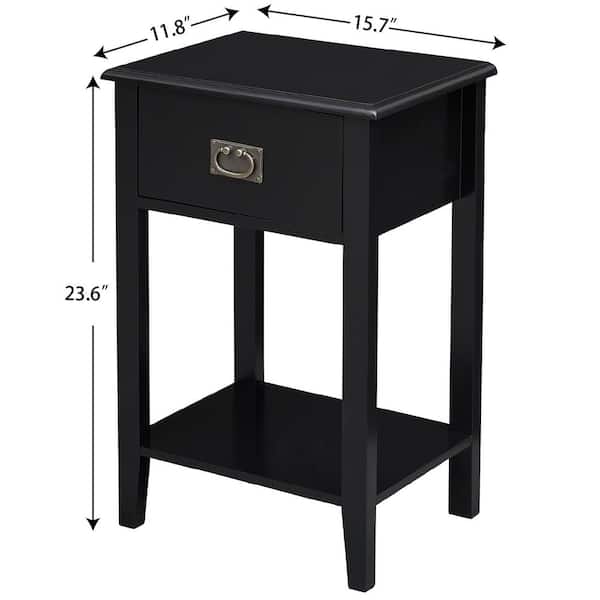 VECELO Tall Nightstand, Bedside Table with 1 Drawers and Storage Shelf,  Industrial Telephone End Table For Small Space, Black KHD-HD-NS13-BLK - The  Home Depot