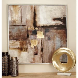 1- Panel Abstract Framed Wall Art with Silver Frame 40 in. x 40 in.