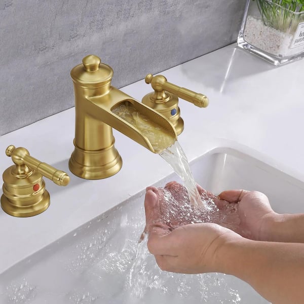 8 in. Widespread Double Handle Bathroom Faucet in Brushed Gold