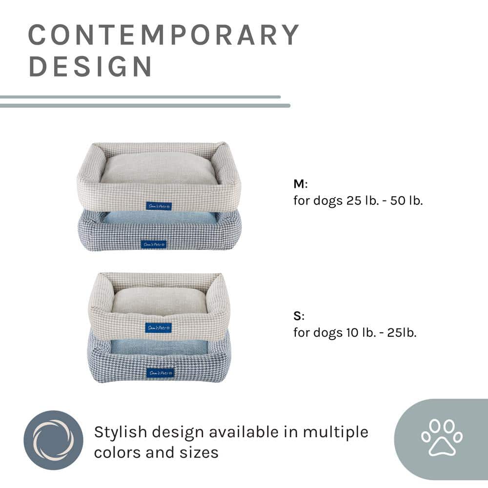 Small Beige Plaid Elevated Outdoor Dog Bed