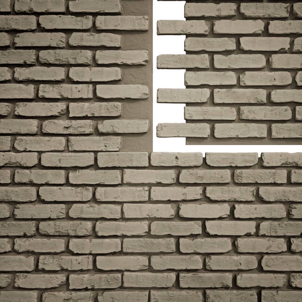 Vintage White Faux Brick Panel 46.875"W x 27"H x 1.25"D
