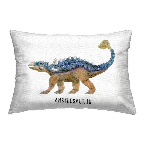 Stupell Industries Ankylosaurus Dinosaur Learning Blue Rectangular Outdoor Throw Pillow