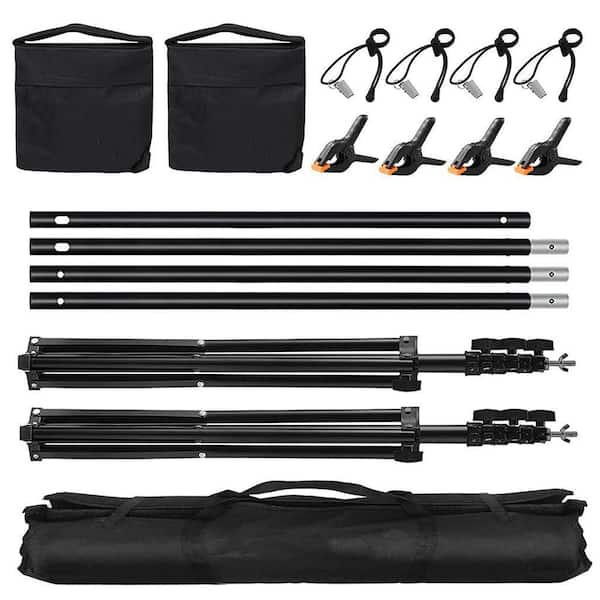 8.5 ft. x 10 ft. Black Adjustable Backdrop Stand for Events Decoration, Baby Shower, Photography with Spring Clamps