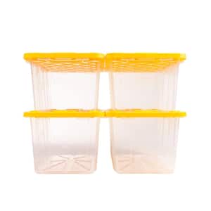 27 Gal. Tough Storage Tote in Clear with Yellow Lid (4-Pack)