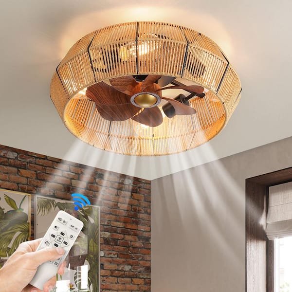 Lasaideal 19 in. Black Caged Ceiling Fan with Light