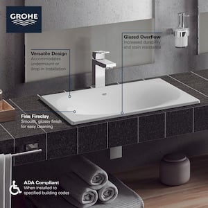 Eurocube 21 in. Undermount Bathroom Sink in Alpine White