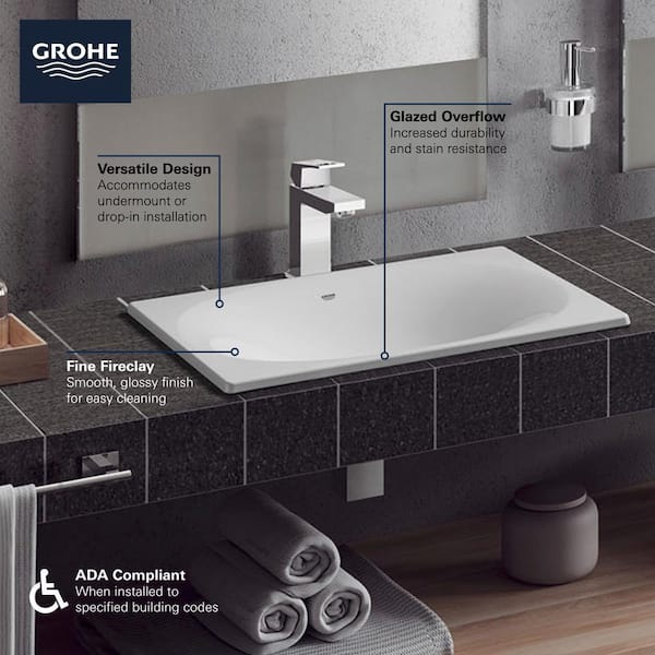Eurocube 21 in. Undermount Bathroom Sink in Alpine White