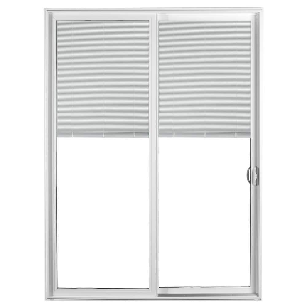 Ply Gem 71 5 In X 79 5 In Select Series White Vinyl Left Hand Sliding Patio Door With Blinds