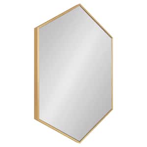 Rhodes 36 in. x 24 in. Classic Hexagon Framed Gold Wall Accent Mirror