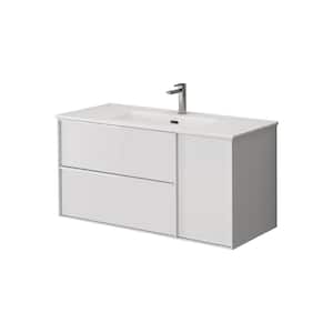 Palma 40 in. W x 18.1 in. D x 19.5 in. H Single Sink Wall Mounted Bath Vanity in Matte White with White Ceramic Top