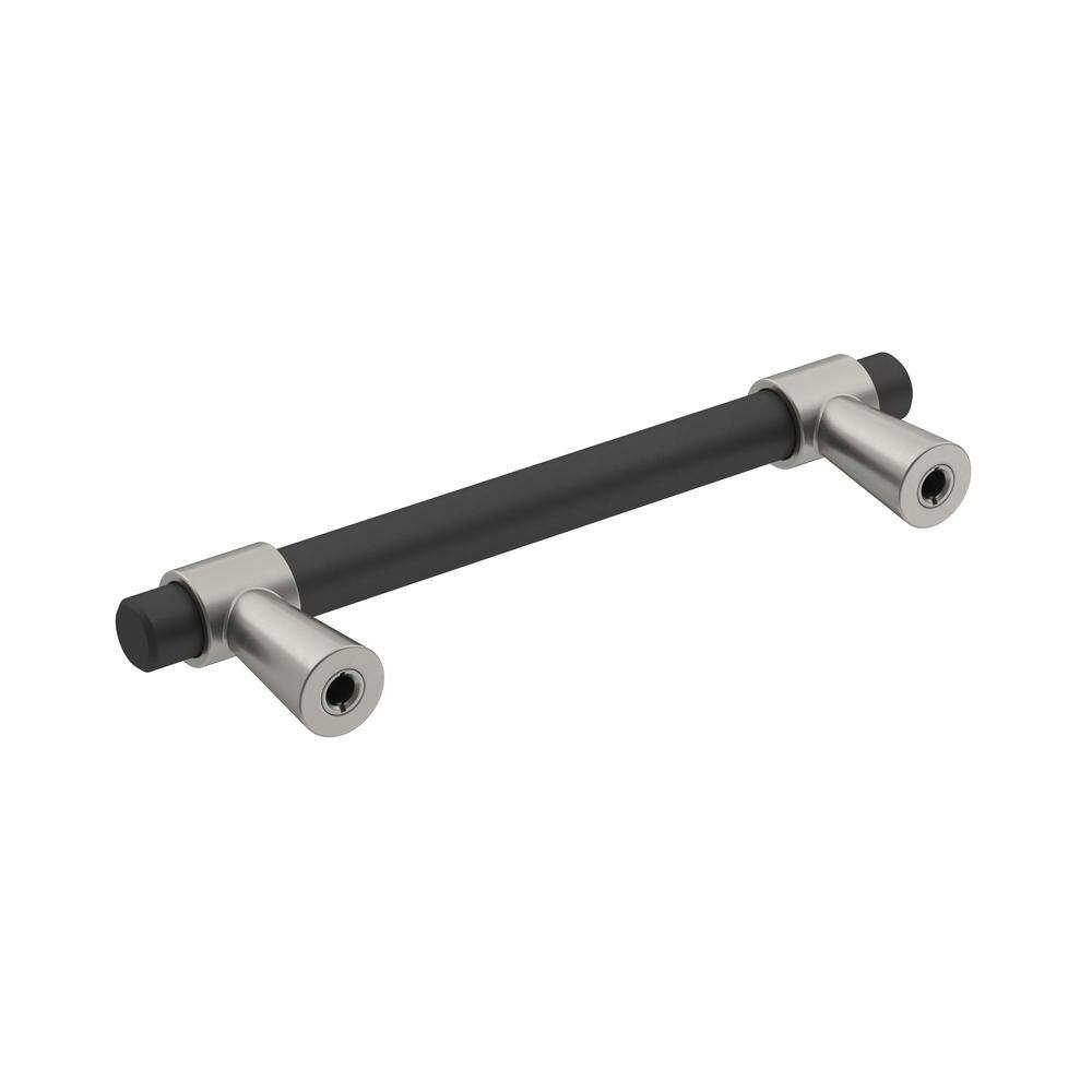 Matte Black and Satin Nickel Modern Cabinet Bar Pull