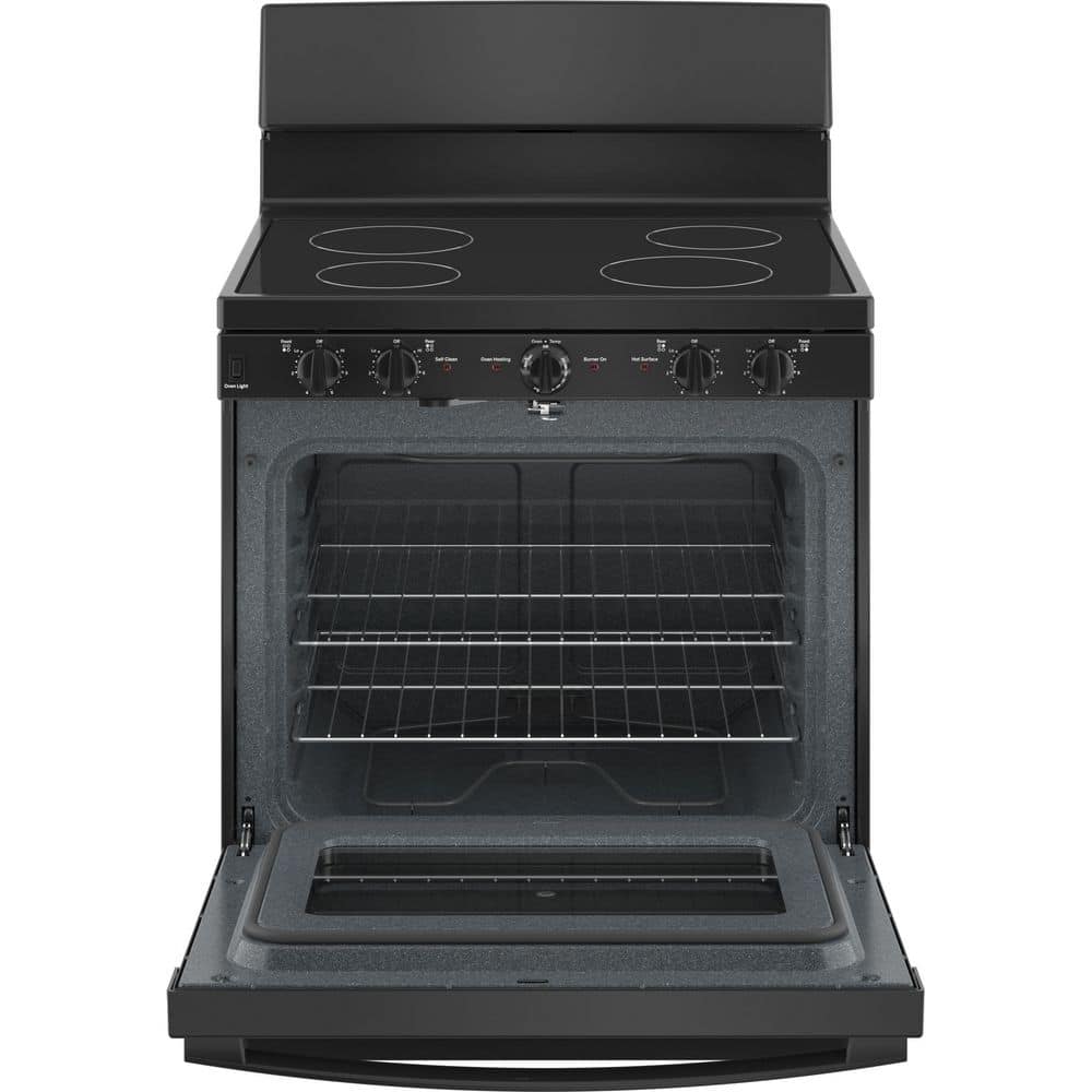 Black 30" Free-Standing Electric Range with Self-Cleaning Oven