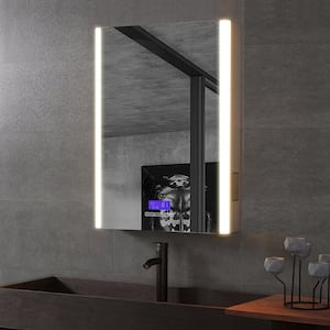 24 in. W x 32 in. H Frameless Recessed or Surface Mount Medicine Cabinet with LED Light and Bluetooth