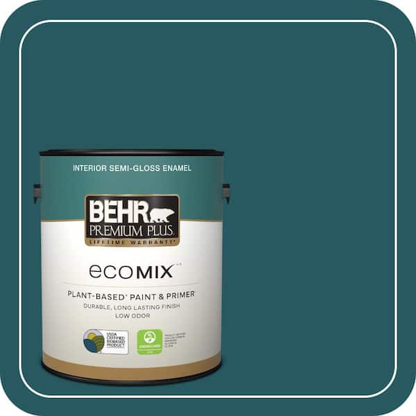 1 gal. #PPF-56 Terrace Teal Semi-Gloss Enamel EcoMix Plant-Based Interior Paint & Primer