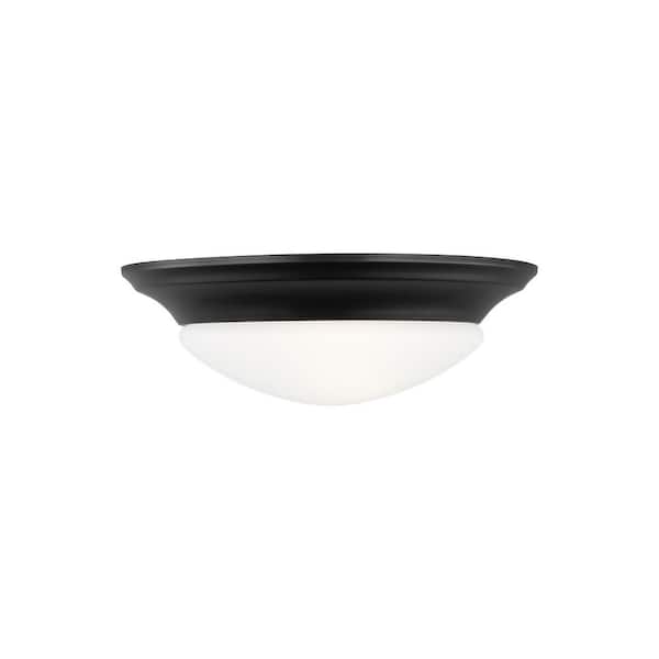 Generation Lighting Nash 11.5 in. 1-Light Midnight Black Flush Mount