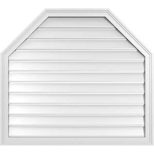 38 in. x 34 in. Octagonal Top Surface Mount PVC Gable Vent: Functional with Brickmould Frame