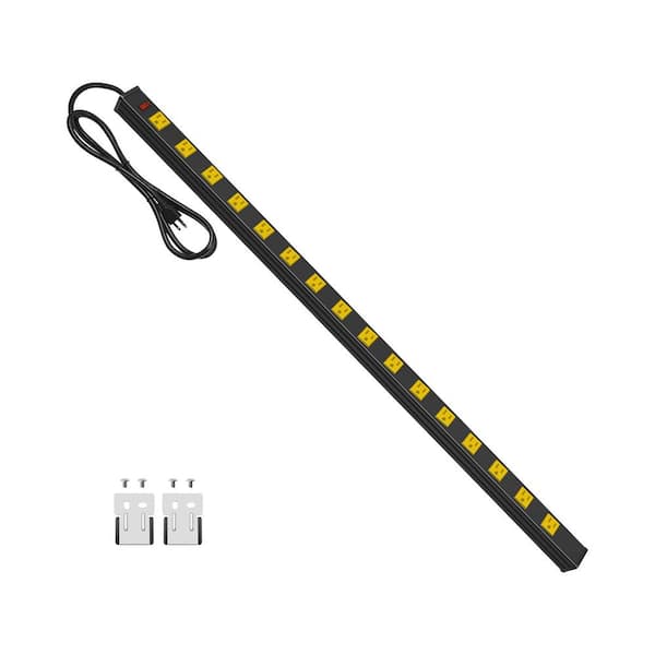 6 ft. Cord 16-Outlet Surge Protector Power Strip with Switch, Wide Spaced Outlets for Garage, Workshop
