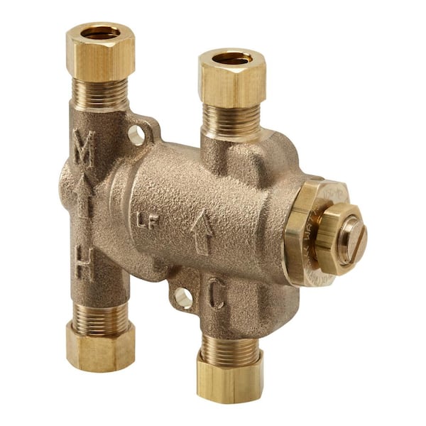 KOHLER 3/8 in. Brass Under-Counter Thermostatic Mixing Valve K-99799-NA ...