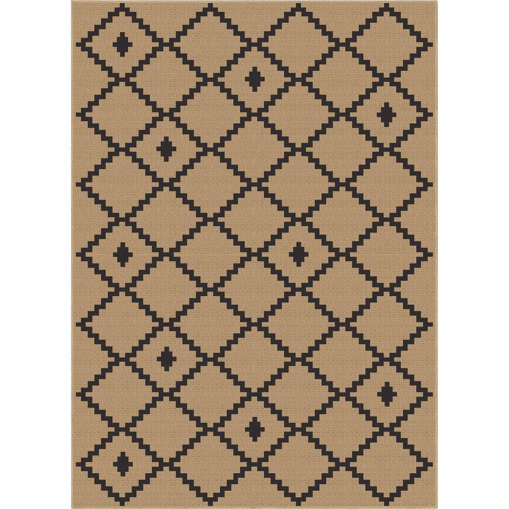 Black 5 ft. x 7 ft. Flat-Weave Well-Jute Printed Akita Moroccan Lattice Area Rug price history on PriceWatchPro