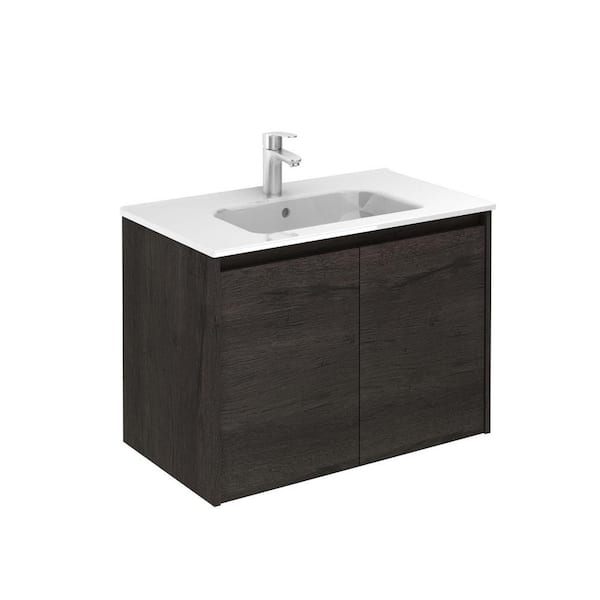 ROYO Sansa 32 in. W x 18 in. D 2/Doors Vanity in Essence Wenge with Ceramic White Basin