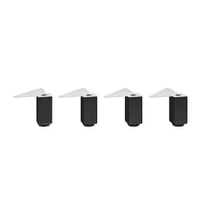3 15/16 in. (100 mm) Matte Black Metal Square Furniture Leg with Leveling Glide (4-Pack)