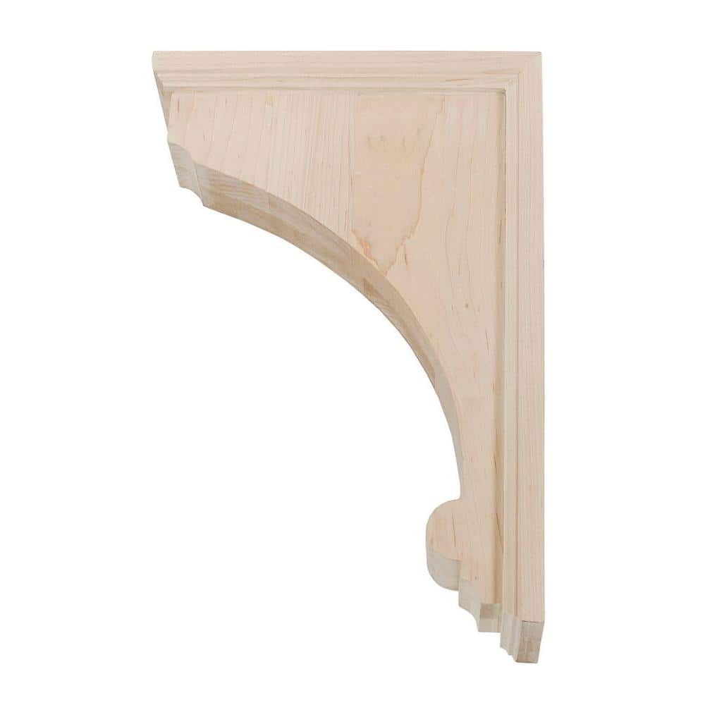 14" Unfinished Alder Traditional Solid Wood Bracket Corbel