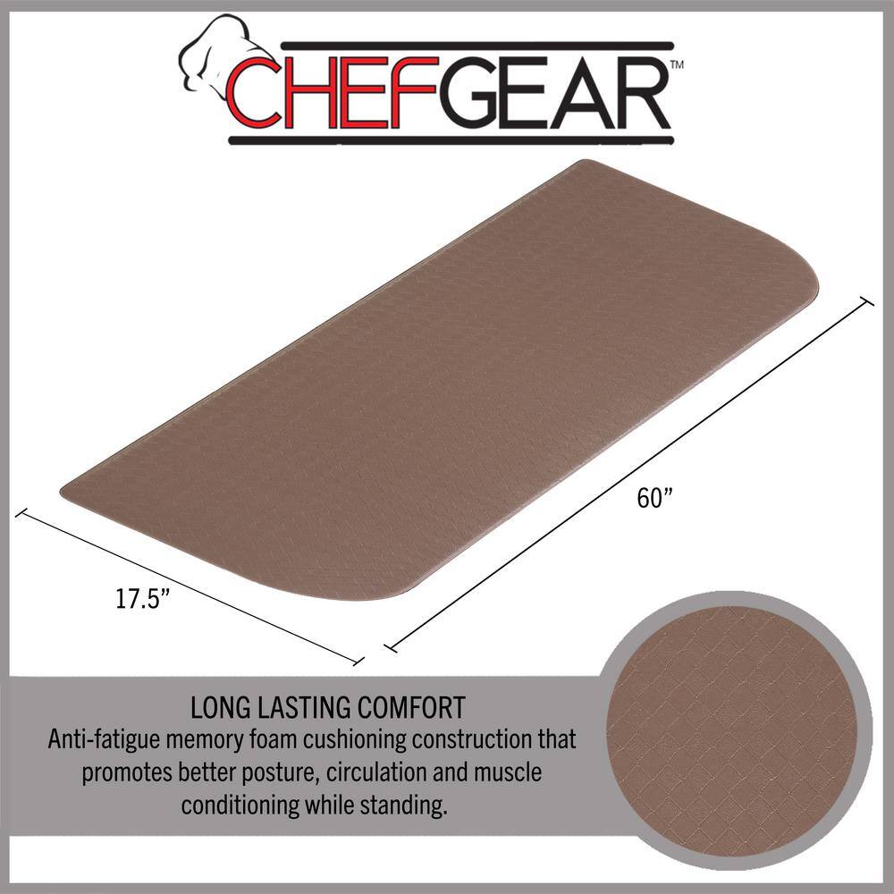 Mocha Anti-Fatigue Kitchen Mat with Basketweave Design, 17.5 x 60 inches