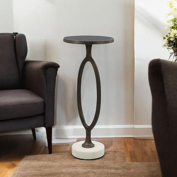 HomeRoots 10 in. Bronze Round Metal End Table