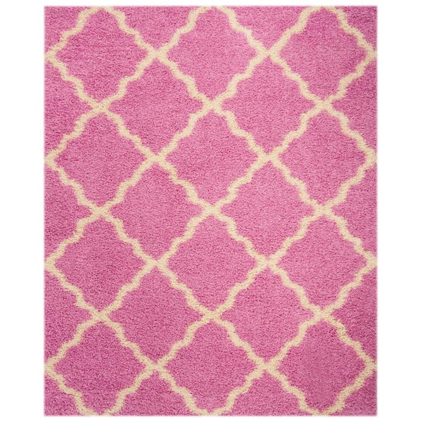 SAFAVIEH Dallas Shag Pink/Ivory 8 ft. x 10 ft. Geometric Area Rug