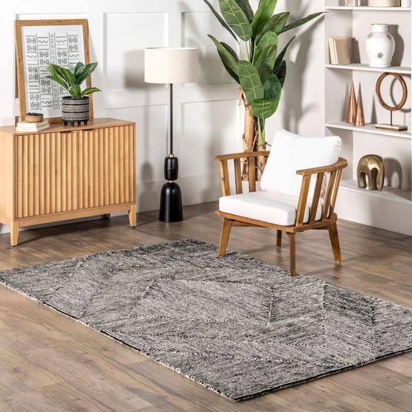 Kayra Wool Modern Charcoal 10 ft. x 14 ft. Indoor Area Rug