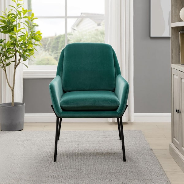 Walker Edison Furniture Company 25 in. Modern Glam Teal/Black Polyester Arm Chair