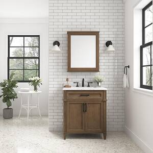 Caville 30 in. W x 22 in. D x 34.50 in. H Bath Vanity in Almond Latte with Carrara Marble Top