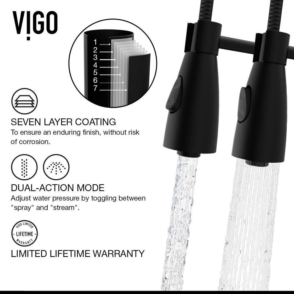 Matte Black 19" Pull-Down Sprayer Kitchen Faucet with Soap Dispenser
